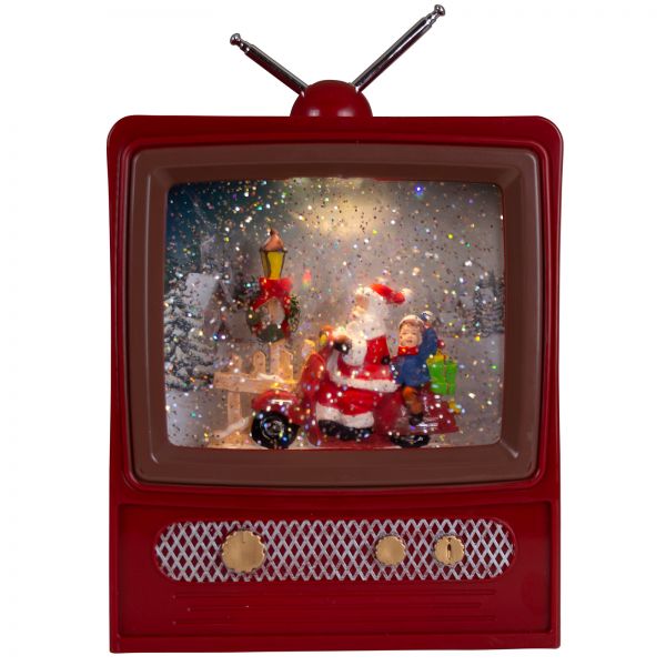 Elektrische Schneekugel TV 24cm mit LED & Musik
