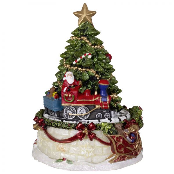 Mechanische Spieluhr Weihnachtsbaum mit Zug 15cm